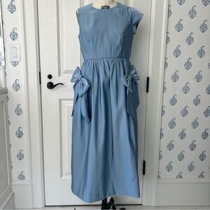 Women’s Blue Mid-length Dress with Bow Accents, Size XS